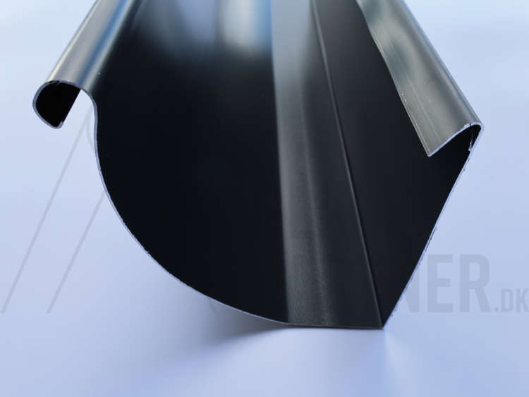 Tagrende, 1/4 rund, 400, ALU, Sort Grå RAL 7021, 0,80x3000